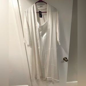 White silk long robe